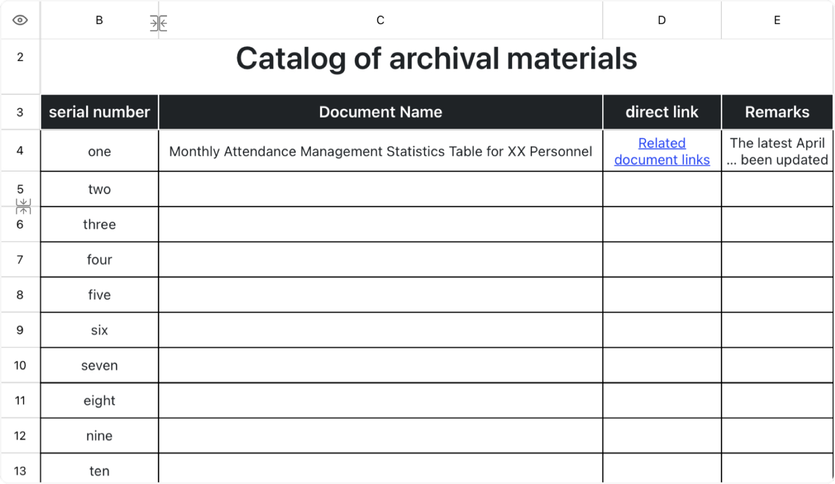 Catalog of archival materials